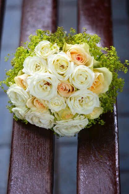 A beautiful bridal bouquet at a wedding party