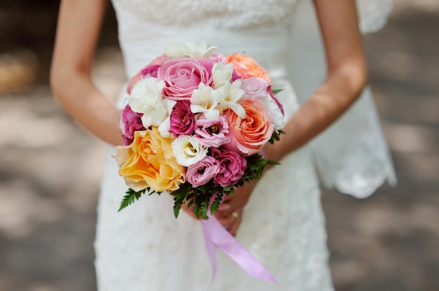 Beautiful bridal bouquet with Roses