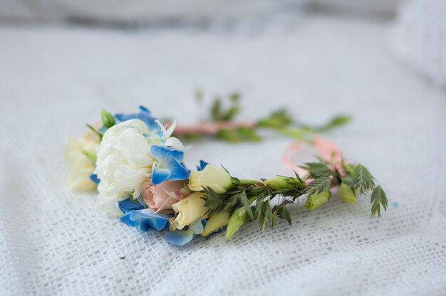 A beautiful bridal wreath with fresh flowers