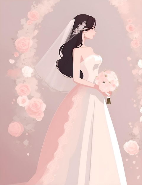 A beautiful bride background in minimalist style