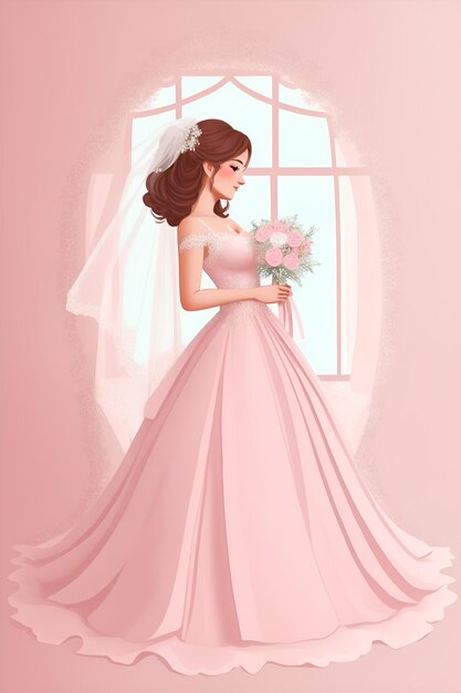 A beautiful bride background in minimalist style