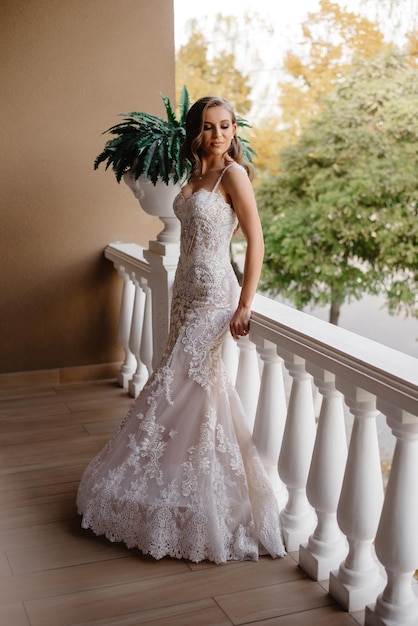 beautiful bride at the balcony