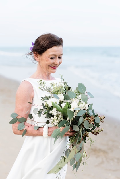 Beautiful bride by the sea