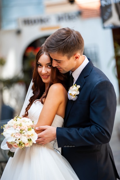 Beautiful bride in the city