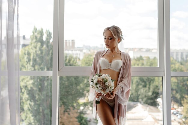 beautiful bride in lingerie
