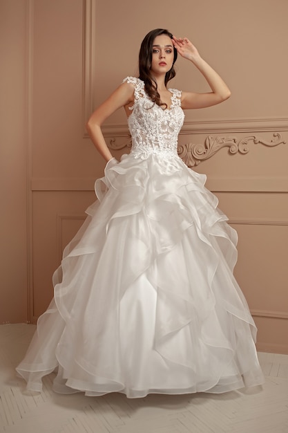 Beautiful bride in a luxurious wedding dress