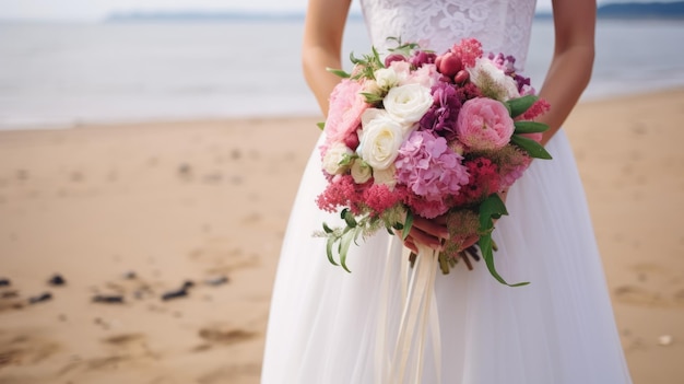 Beautiful bride on the sea Epic scene with sea and gorgeous woman model