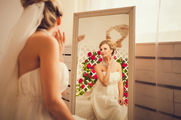 Beautiful bride in a wedding dress