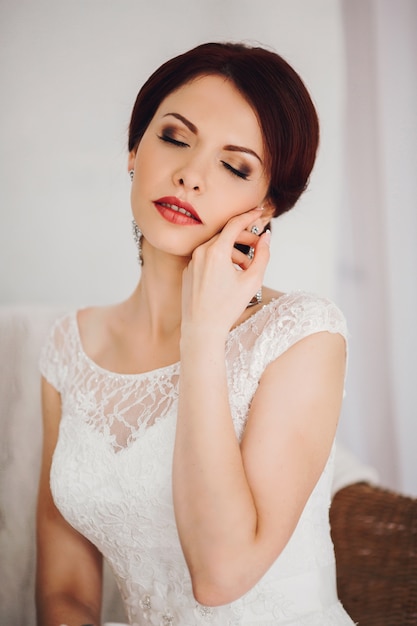 Beautiful bride in a white dress