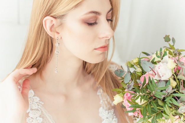 Beautiful bride with bouquet