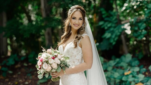 Beautiful bride with white dress