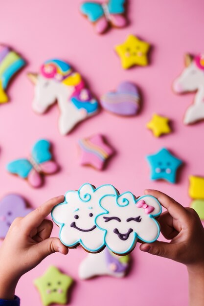 Beautiful, bright, figured gingerbread cookies