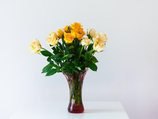 Beautiful bright rose flowers in vase