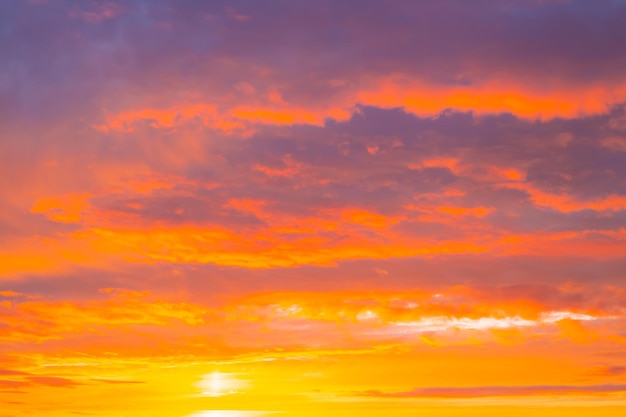 Beautiful bright sunset in the sky The background is multicolored