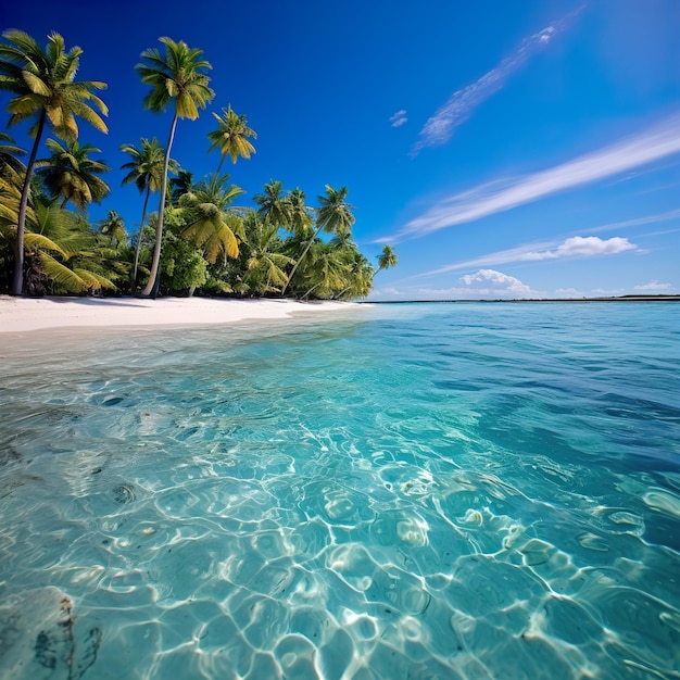 Beautiful bright sunset on a tropical paradise beach