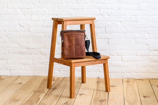 Photo beautiful brown bag made of leather designed for various items