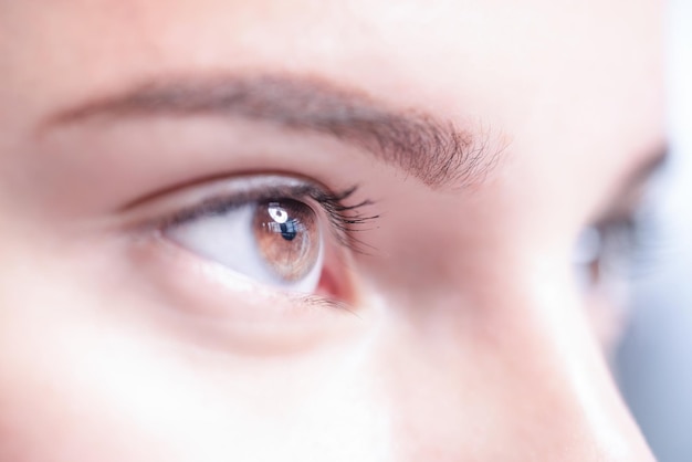 A beautiful brown eye of a young woman