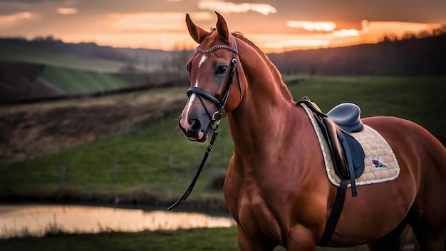 美しい茶色の馬
