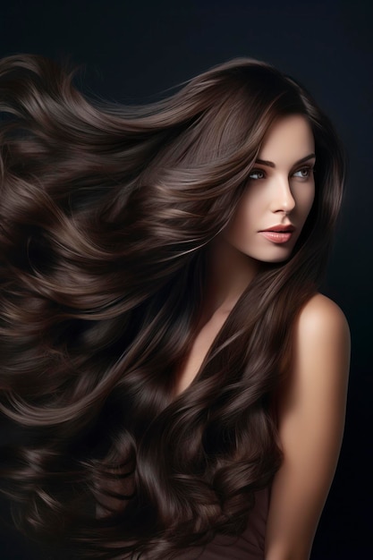 Beautiful brunette hair background copy space