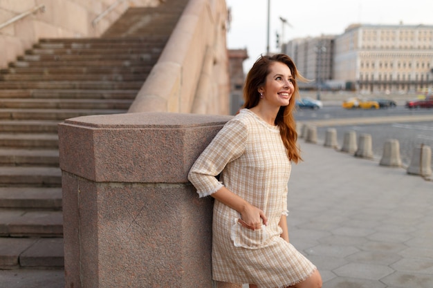 Beautiful brunette model smiling