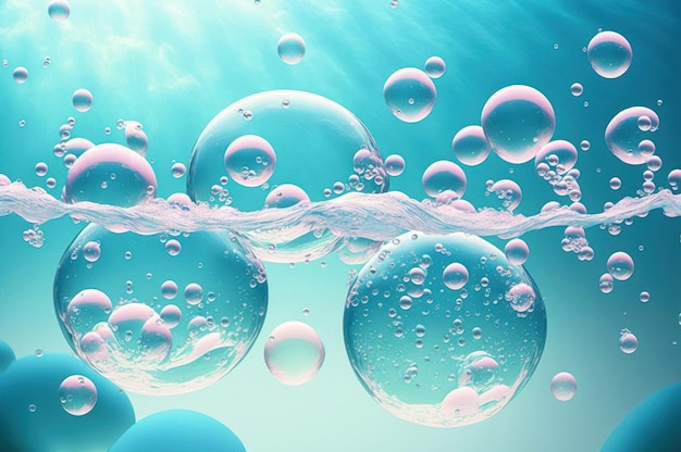 Beautiful Bubble under water blue background World water day concept