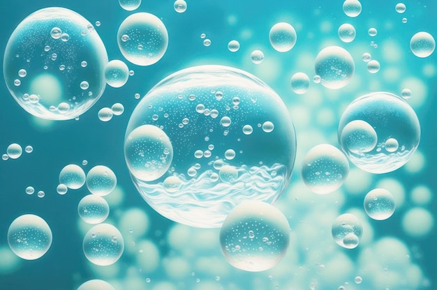 Beautiful Bubble under water blue background World water day concept