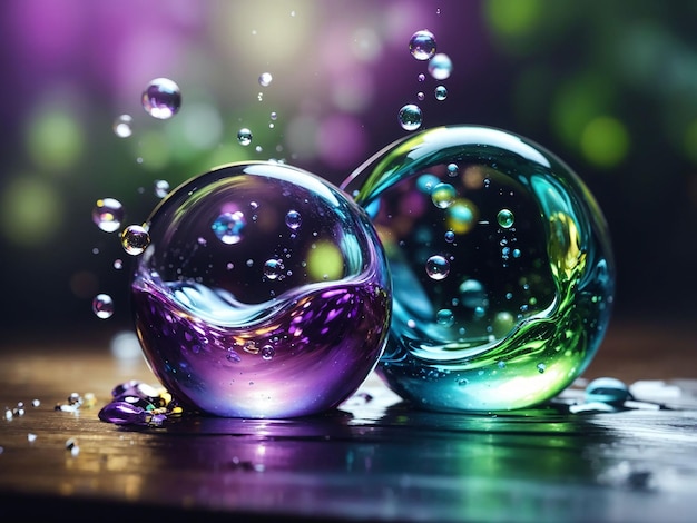 Красивые пузыри в жидкой акриловой краске, фантастическая цветная живопись, генерирующий искусственный интеллект