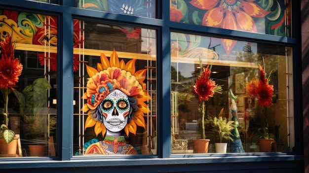 Foto bellissimo edificio con fiori colorati di fronte a chico de mayo