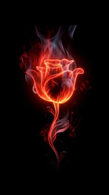 Beautiful Burning Rose Black background