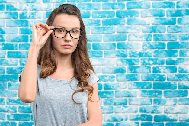 Beautiful business woman in glasses