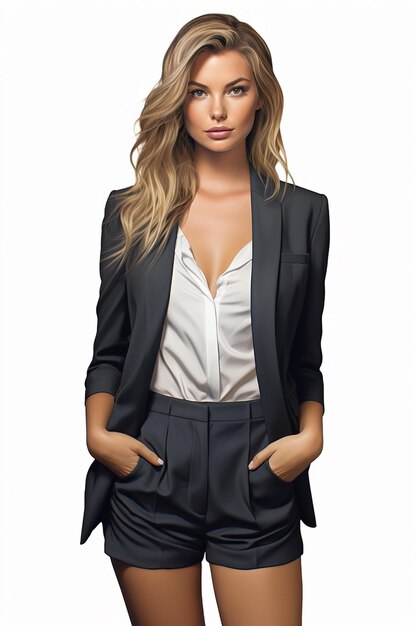 Photo beautiful business woman on isolated background created with generative ai