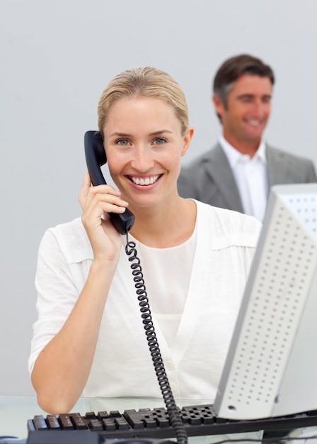 Beautiful businesswoman talking on phone