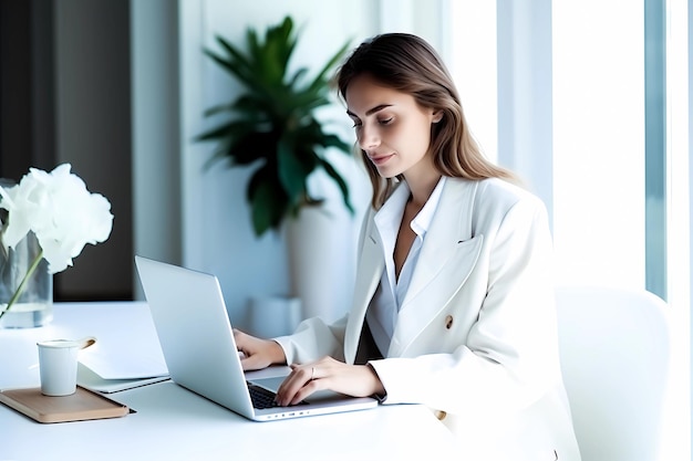 Beautiful Businesswoman typing on laptop