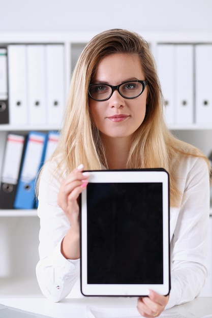 Beautiful businesswoman wearing glasses