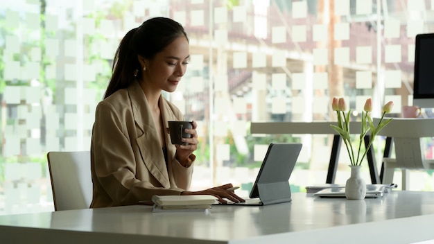 Beautiful businesswoman working at a desk