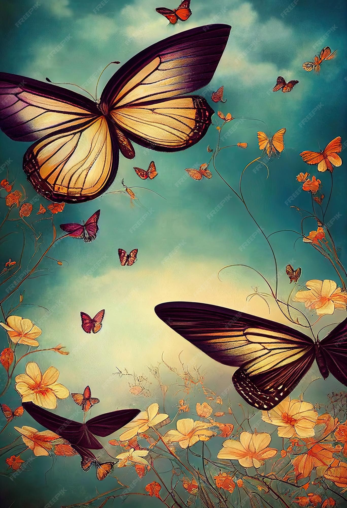 Premium Photo | Beautiful butterflies background colorful butterfly flying  eclectic colors image