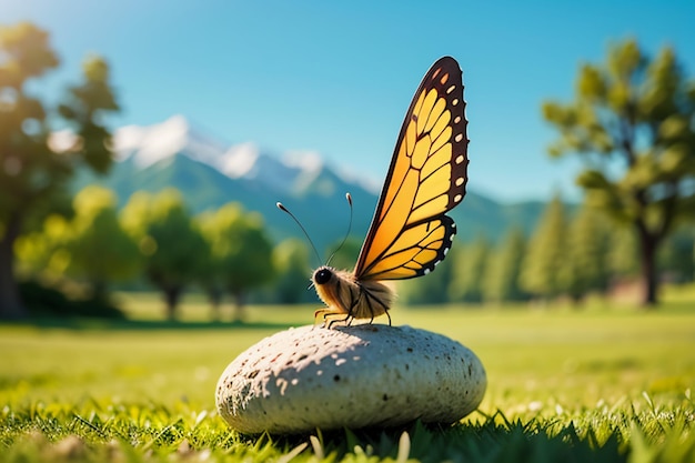 写真 美しい蝶が飛ぶ花 野生生物 自然の風景 蝶の壁紙の背景