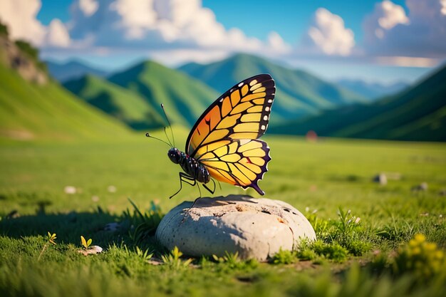 写真 美しい蝶が飛ぶ花 野生生物 自然の風景 蝶の壁紙の背景