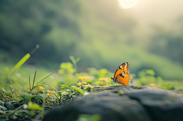 Photo beautiful butterflies in the wild bokeh style background