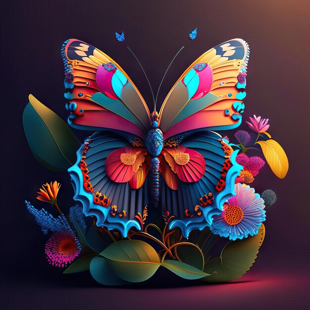 Photo beautiful butterfly in 3d illustration