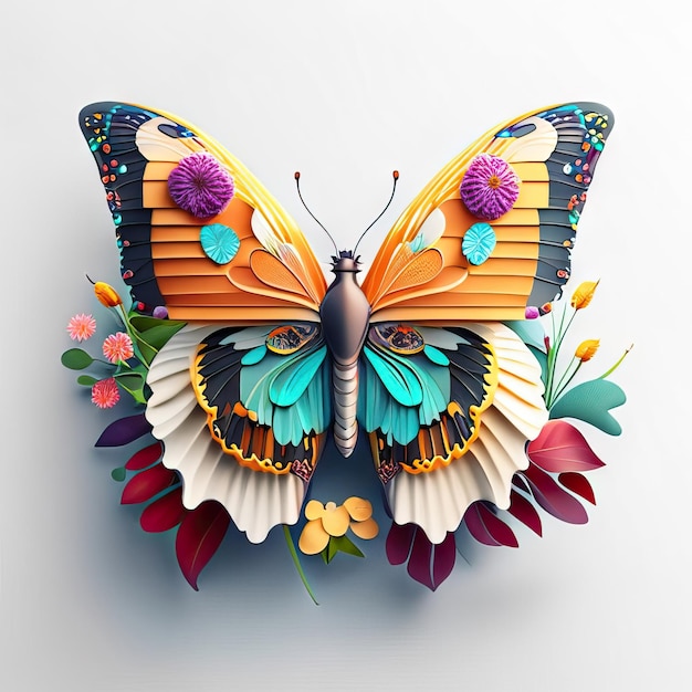 Photo beautiful butterfly in 3d illustration