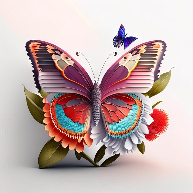 Foto bella farfalla nell'illustrazione 3d