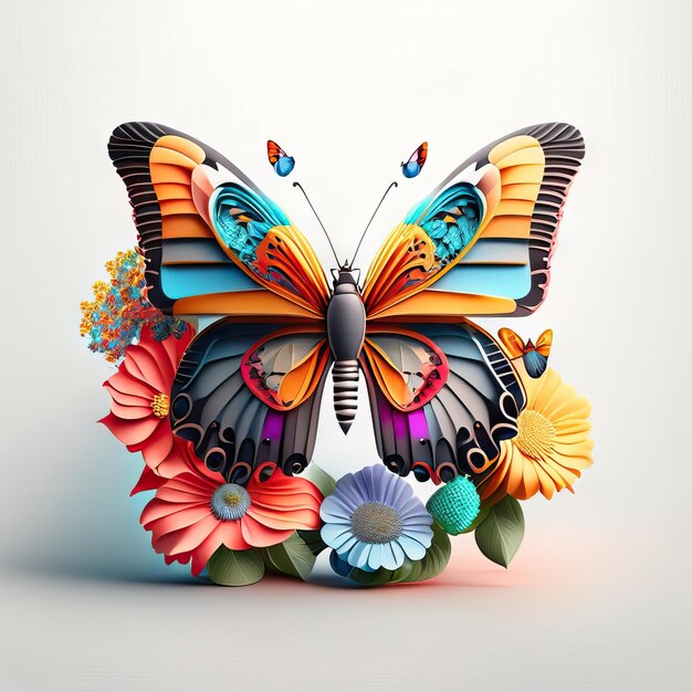 Foto bella farfalla nell'illustrazione 3d