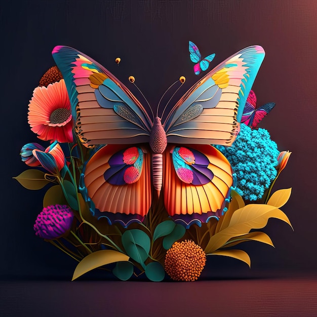 Photo beautiful butterfly in 3d illustration