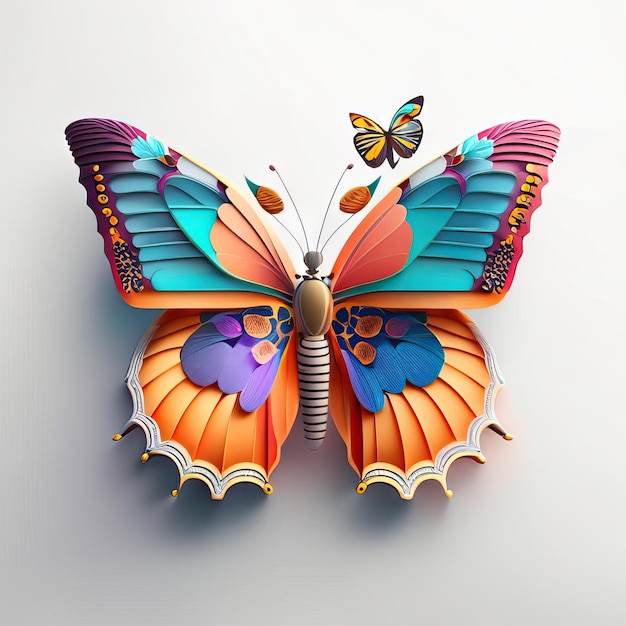 Foto bella farfalla in illustrazione 3d