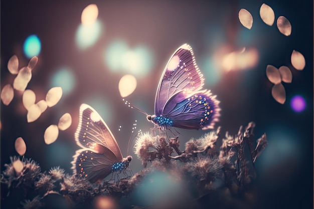 Beautiful butterfly background with bokeh effect generative ai