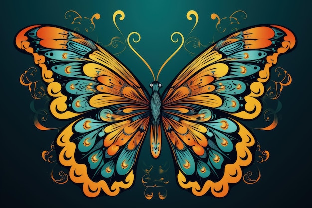 Beautiful Butterfly CloseUp with Patterns Generative AI