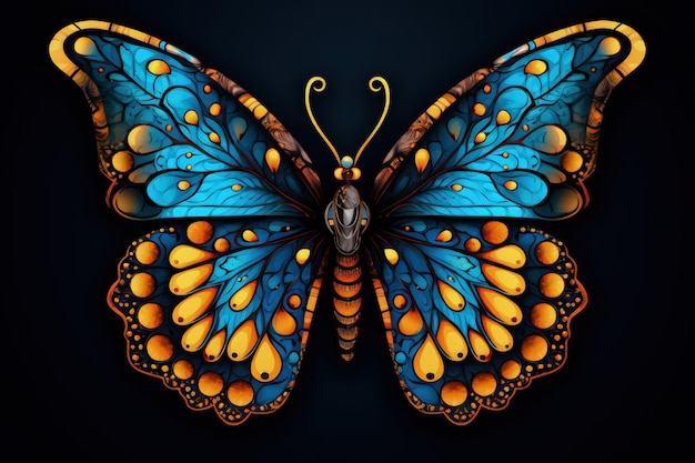 Beautiful Butterfly CloseUp with Patterns Generative AI