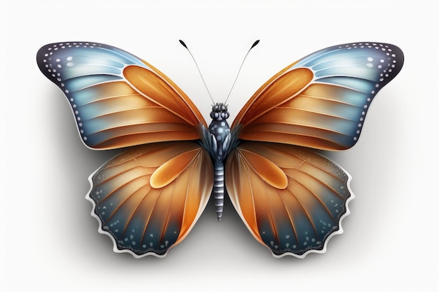 Foto bellissima farfalla illustrazione sfondo bianco ai generativa