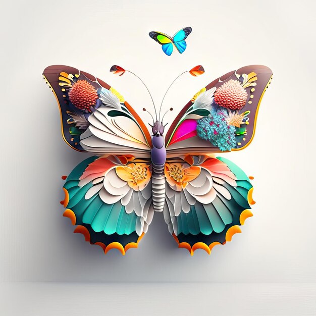 Фото Красивая бабочка в 3d-иллюстрации